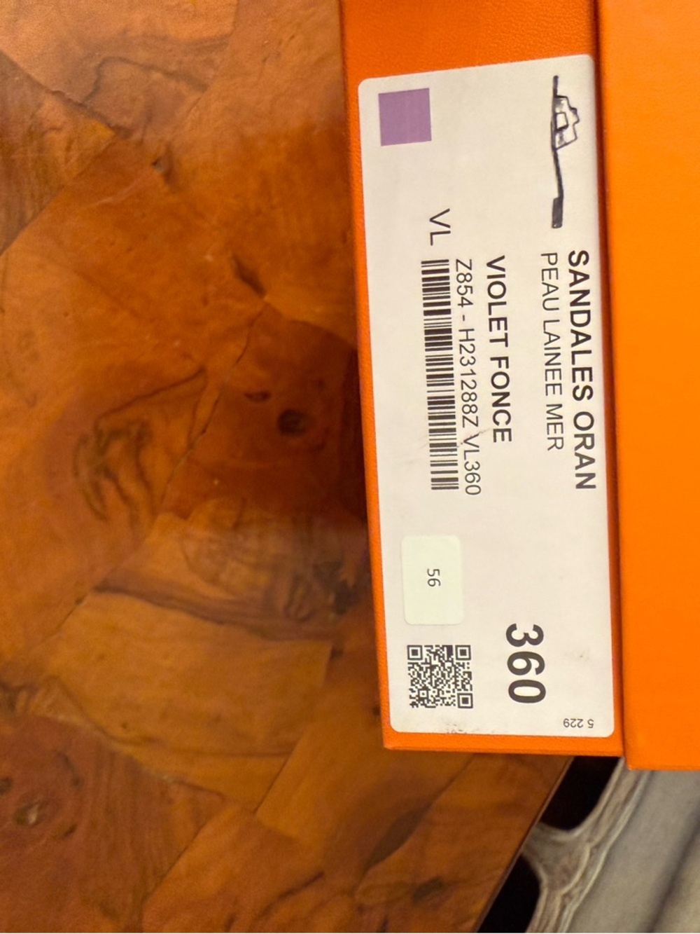 Hermes purple shearling Oran slides size 36 in box - Picture 9 of 9
